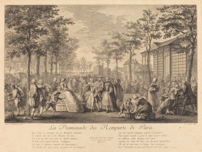 Turen langs vollene i Paris av Pierre Francois Courtois after Augustin de Saint Aubin