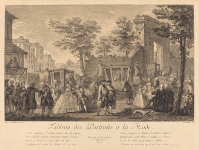 Tabell over fasjonable portretter av Pierre Francois Courtois after Augustin de Saint Aubin