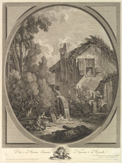 Paysage au Moulin vindmøllelandskap, 1700-tallet. av Pierre Francois Laurent