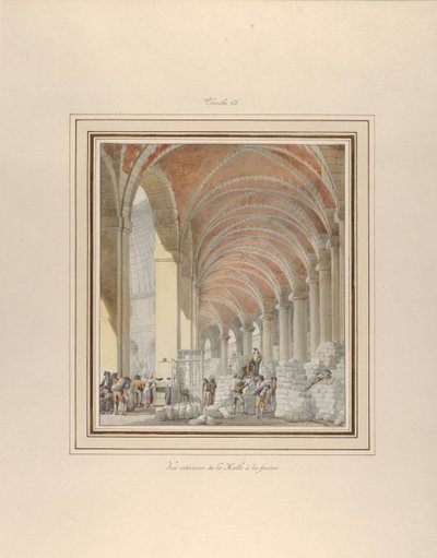 Halle aux Blés, interiørutsikt, ca. 1810. av Pierre Francois Leonard Fontaine