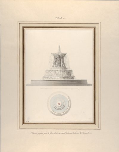 Prosjekt for en fontene for La Place Louis XV, ca. 1806. av Pierre Francois Leonard Fontaine