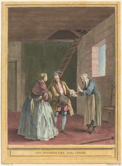 Les devineresses (The Fortune-Tellers) av Pierre Francois Martenasie after Jean Baptiste Oudry