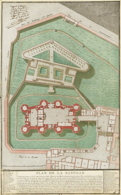 Plan over Bastillen, 1792 av Pierre Francois Palloy
