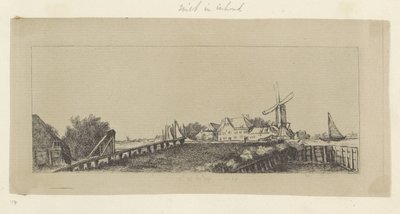 Landskap med trebro og mølle Recueil de quatre-vingt-cinq estampes originales (serietittel) av Pierre François Basan (workshop of)