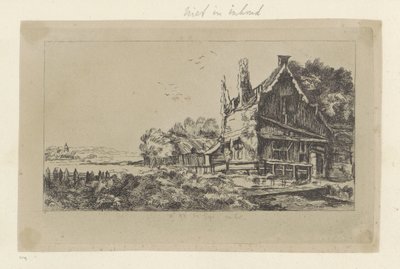 Landskap med huset med tre skorsteiner Recueil de quatre-vingt-cinq estampes originales (serietittel) av Pierre François Basan (workshop of)