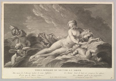 Venus gir nektar til Amor, 1700-tallet. av Pierre François Basan