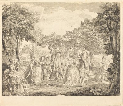 Ballett i Operaen av Pierre François Basan after Gabriel Jacques de Saint Aubin