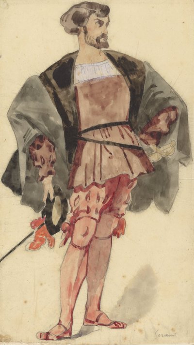 Kostymestudie av en adelsmann fra tiden til François I av Pierre François Eugène Giraud