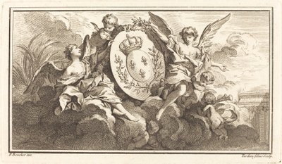 Det kongelige våpenskjoldet til Ludvig XV av Pierre François Tardieu or Jacques Nicolas Tardieu after François Boucher