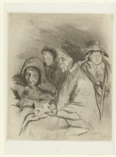 Vier oude vrouwen Portretter av gamle kvinner The Trial (serietittel) av Pierre Georges Jeanniot