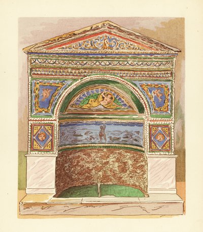 Emaljert mosaikkfontene i bjørnens hus, eller Casa dell’ Orso Ferito, Pompeii av Pierre Gusman