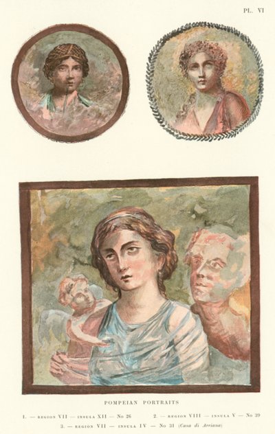 Pompeianske portretter (litho i farger) av Pierre Gusman