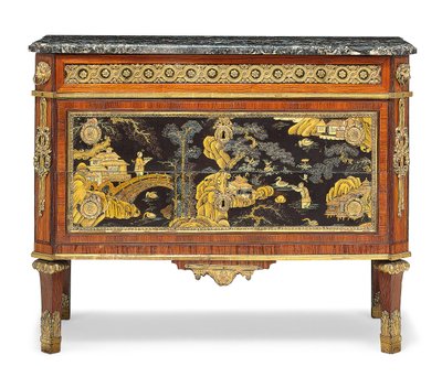 Louis XVI-kommode (marmor, ormolu-montert fruktved og lakk) (se også 3479845) av Pierre Harry Mewesen