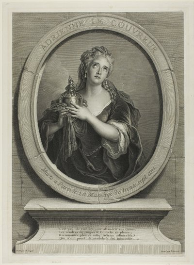Portrett av Adrienne Le Couvreur av Pierre Imbert Drevet