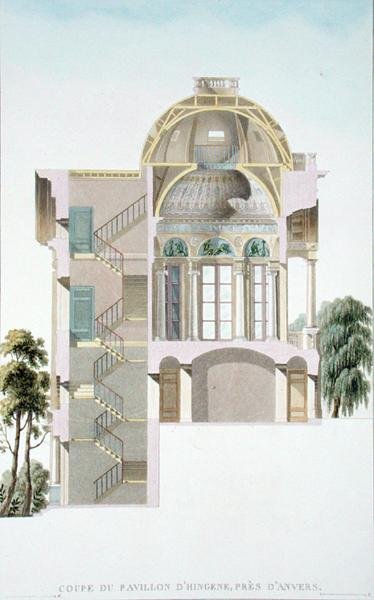 Tverrsnitt av Pavilion of Hingene, nær Anvers, fra 
