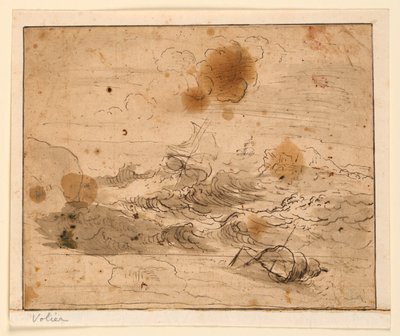 Stormfullt havlandskap av Pierre Jacques Volaire