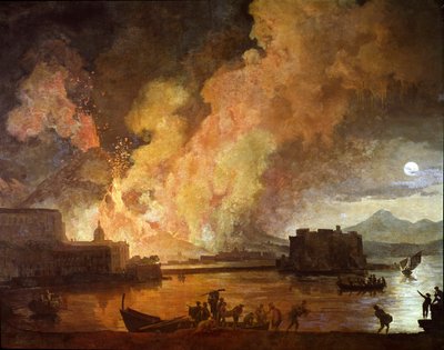 Vesuvens utbrudd i Napoli i måneskinn (maleri av Pierre Jacques Volaire