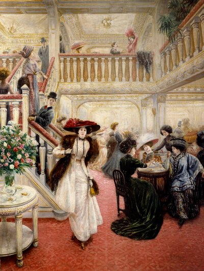 God tid: "Den flotte kafeen". Maleri signert P. Poitevin (sannsynligvis Pierre-Jean Poitevin av Pierre Jean Poitevin