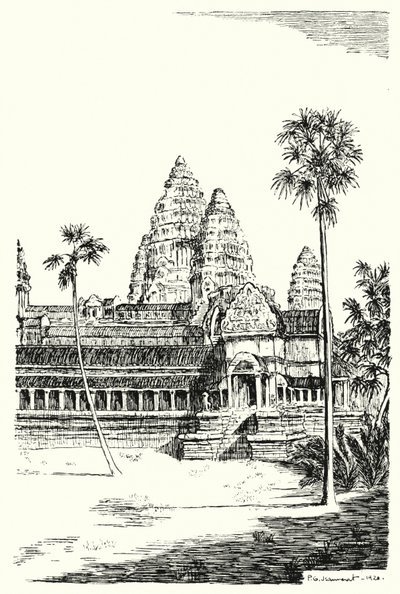 Tårnene til Angkor Vat (gravering) av Pierre Jeannerat de Beerski