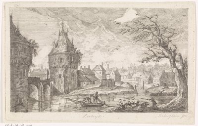 Utsikt over landsbyen med fiskere av Pierre Joseph Jacques Tiberghien