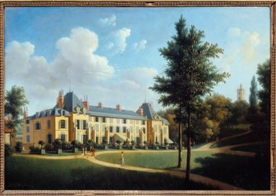 First Empire: “” Utsikt over slottet Malmaison, fasade på parken”” Maleri av Pierre Joseph Petro (aktiv mellom 1795 og 1819) 1805 Søn. 0,38x0,55 m Malmaison, musee du chateau av Pierre Joseph Petit