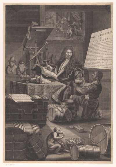 Gullvekt med tjener med advarsler om farene ved rikdom av Pierre Landry (attributed to)