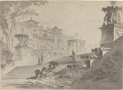Fantasy på Villa Medici med fontener av Pierre Lelu