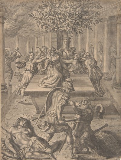Sekken med Troy-Pyrrhus som drepte Priam, før 1654. av Pierre Lombart