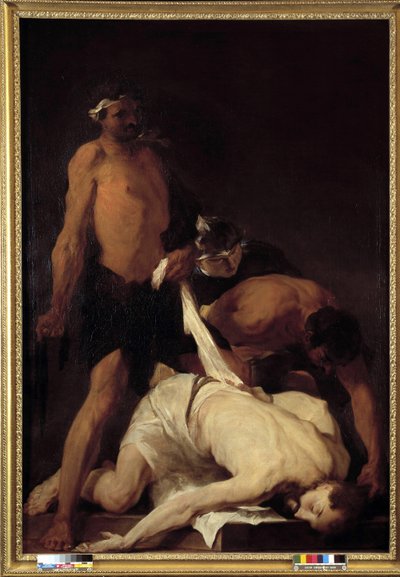 Kristus besvimte etter piskingen (olje på lerret) av Pierre Louis Cretey or Cretet