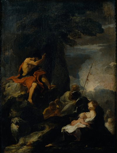 Døperen Johannes forkynner i villmarken (olje på lerret) av Pierre Louis Cretey or Cretet