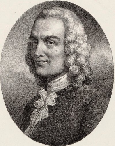 Portrett av komponisten Jean-Philippe Rameau 1683-1764. av Pierre Louis Henri Grevedon