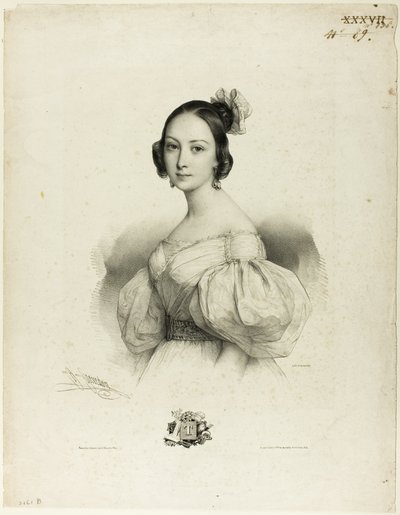 Bokstaven "T" fra Le Miroir des Dames, eller New French Alphabet av Pierre Louis Henri Grevedon