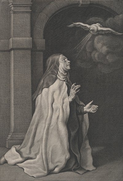 Saint Teresa of Avilas Vision of the Dove, ca. 1650. av Pierre Louis van Schuppen