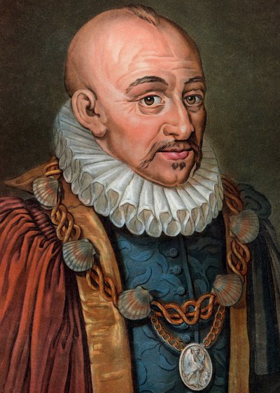 Michel Eyquem de Montaigne 1533-1592 - engraving - 19th century - Portrait of Michel Eyquem de Montaigne (1533-1592)”, French humanist philosopher. Engraving by Pierre Michel Alix av Pierre Michel Alix