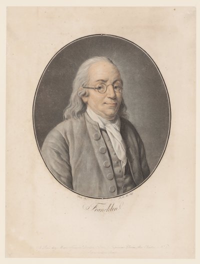 Portrett av Benjamin Franklin Franklin (tittel på objekt) Collection des Grands Hommes (serietittel) av Pierre Michel Alix