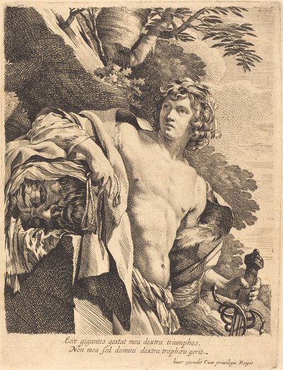 David med Goliats hode av Pierre Mignard I after Simon Vouet