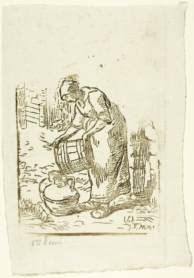 Kvinne som fyller vannkanner av Pierre Millet