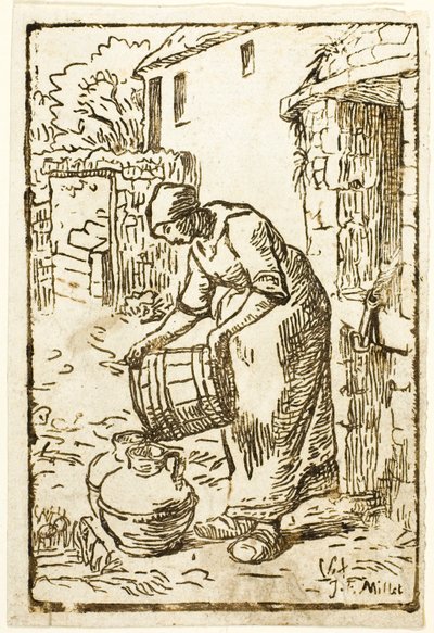 Kvinne som fyller vannkanner av Pierre Millet