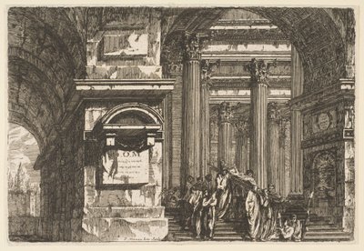 Begravelsesscene i et tempel, ca. 1760. av Pierre Moreau