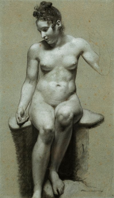 En sittende naken kvinne, av Pierre Paul Prudhon