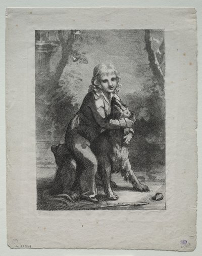 Gutt med hund av Pierre Paul Prud