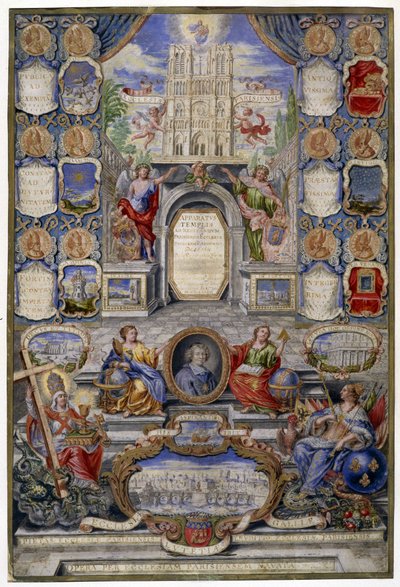 Allegori av kirken i Paris i anledning opphevelsen av redigeringen av Nantes den 18/10/1685 holdt faren til Jouvency en preken ved høyskolen i Clermont i desember 1685 i medaljong av erkeveken i Paris, Harlay de Chanvallon som oppmuntrer av Pierre Paul Sevin