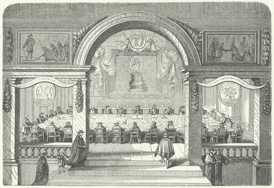 Møte for Academie Francaise des Sciences i Louvre av Pierre Paul Sevin
