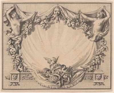 En kartusj med teatermasker av Pierre Philippe Choffard