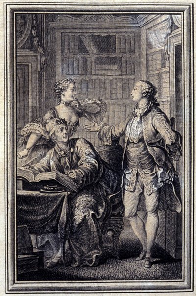 A Stingy Woman, Gallant Croc - i ""Fortellinger og noveller på vers"" av Jean La Fontaine. 1776. Illustrasjon av PP Choffard. av Pierre Philippe Choffard