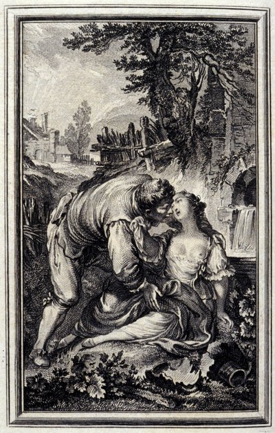 La Cruche - i ""Fortellinger og noveller på vers"" av Jean La Fontaine. 1776. Illustrasjon av P.P. Choffard. av Pierre Philippe Choffard