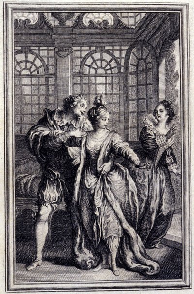 Forloveden til kongen av Garbe - i "" Fortellinger og nyheter i vers "" av Jean La Fontaine. 1776. Illustrasjon av P.P. Choffard. av Pierre Philippe Choffard