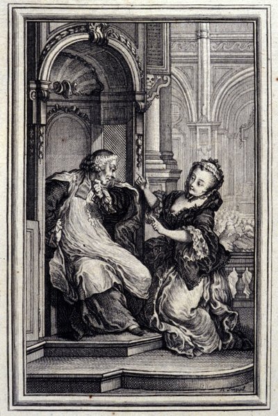 Le Mari confessor - i "" Fortellinger og noveller i vers "" av Jean La Fontaine. 1776. Illustrasjon av P.P. Choffard. av Pierre Philippe Choffard