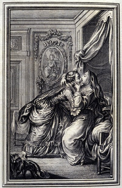 The Couturiere - i ""Fortellinger og noveller på vers"" av Jean La Fontaine. 1776. Illustrasjon av P.P. Choffard. av Pierre Philippe Choffard