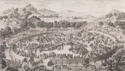 Nederlaget til høvding Uš-Turfan og hans by, 1774. av Pierre Philippe Choffard